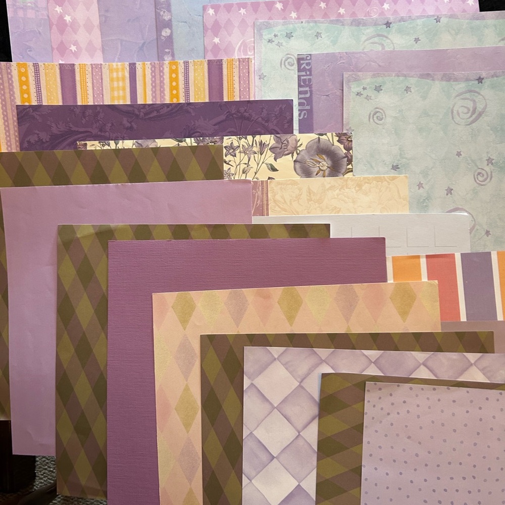 Assorted Purple and Pastel Scrapbook Paper Set